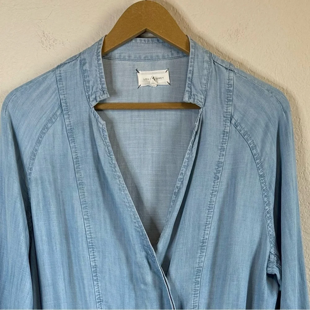 Lou & Grey Light Blue Wrap Dress - Picture 3 of 14